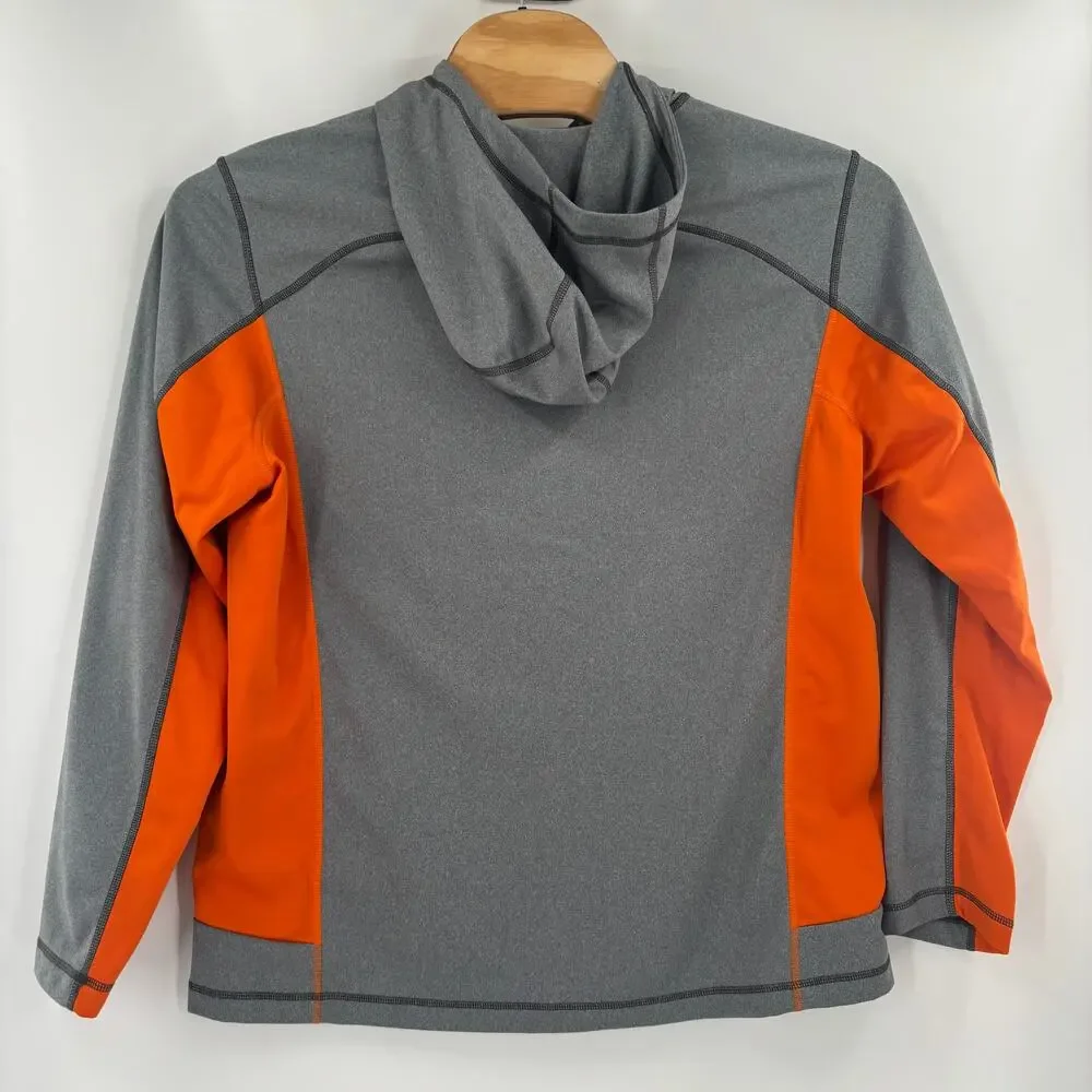 The North Face Mens XL Gray Orange Full Zip Hooded Long Sleeve Sweater Jacket